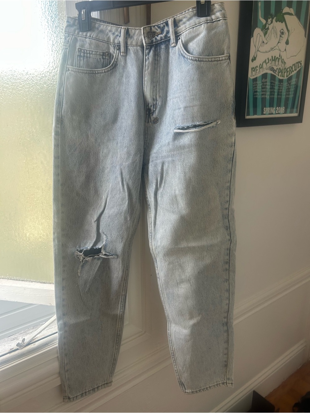 Ksubi Light Blue Distressed Straight Leg Jeans